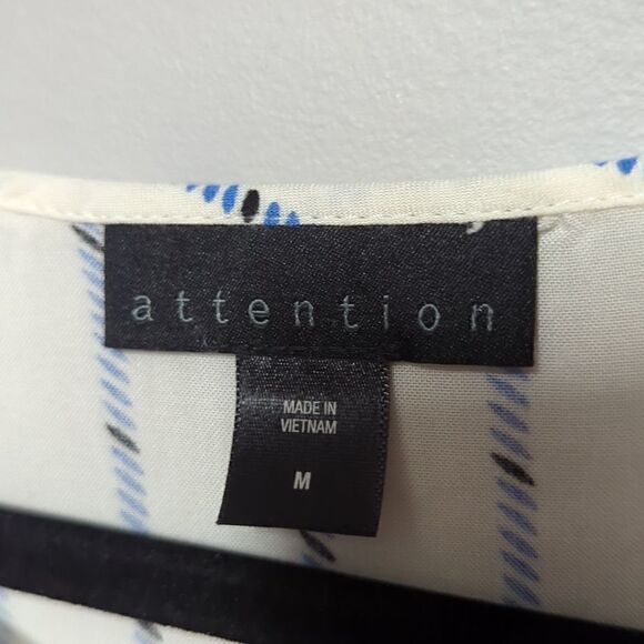 attention White Striped Cap Sleeve Blouse - Picture 3 of 5